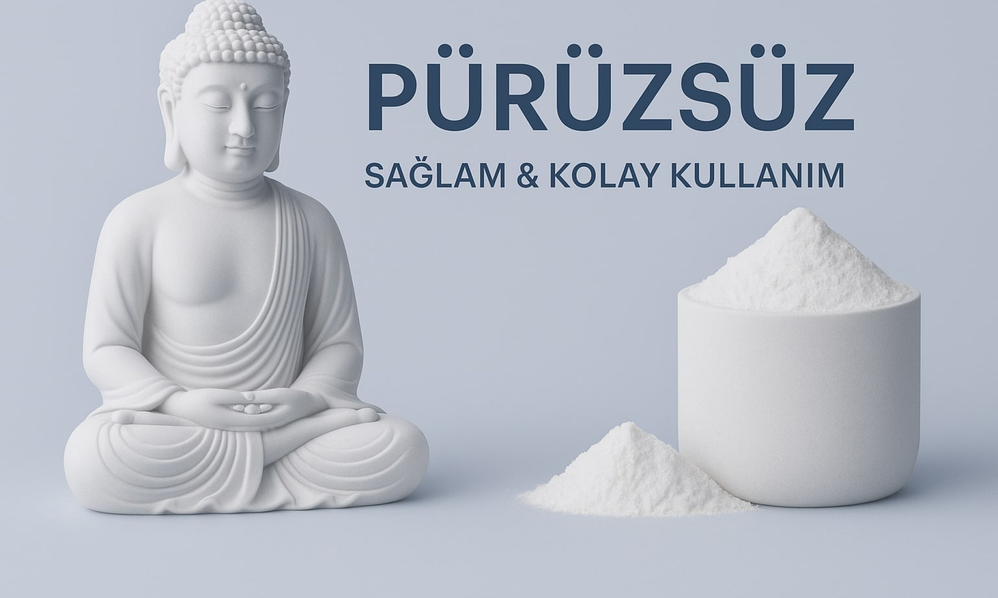 Beyaz Taş Tozu Sağlam Pürüsüzsüz